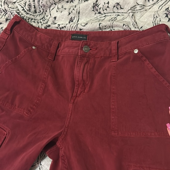 Burgundy Cargo Skinny Jeggings - Picture 3 of 7
